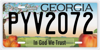 GA license plate PYV2072