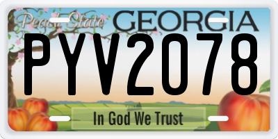 GA license plate PYV2078