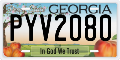 GA license plate PYV2080