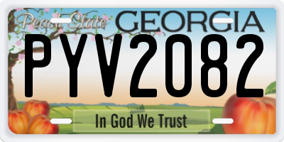 GA license plate PYV2082