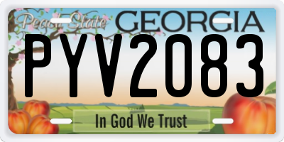 GA license plate PYV2083