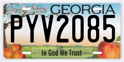 GA license plate PYV2085