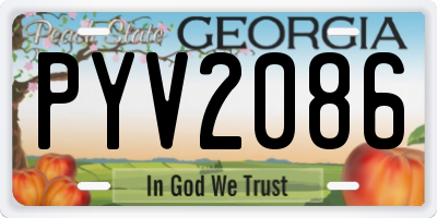 GA license plate PYV2086
