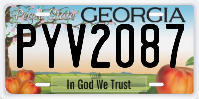 GA license plate PYV2087