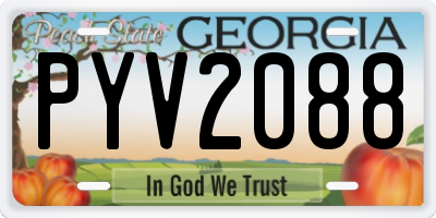 GA license plate PYV2088