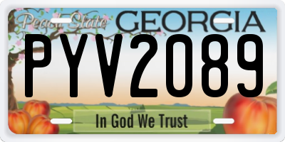 GA license plate PYV2089