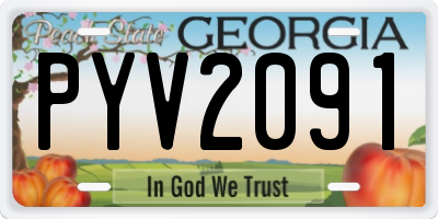 GA license plate PYV2091
