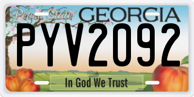 GA license plate PYV2092