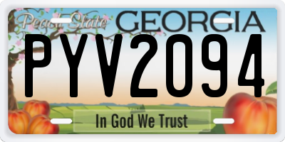 GA license plate PYV2094