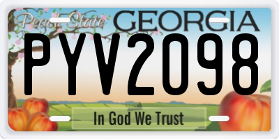 GA license plate PYV2098