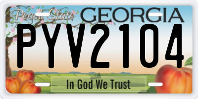 GA license plate PYV2104