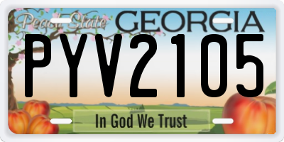 GA license plate PYV2105