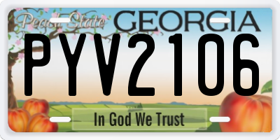 GA license plate PYV2106