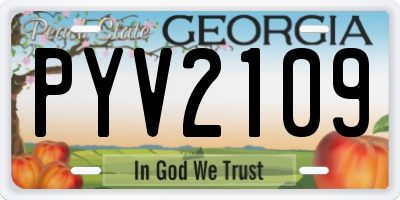 GA license plate PYV2109