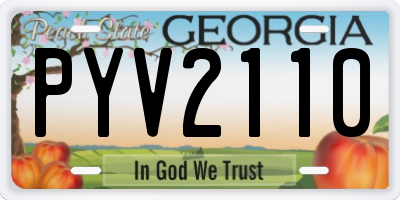 GA license plate PYV2110