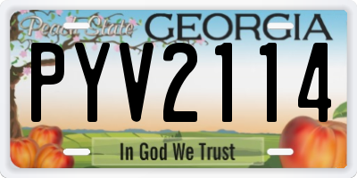 GA license plate PYV2114