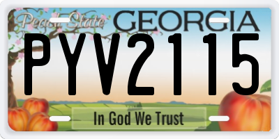 GA license plate PYV2115