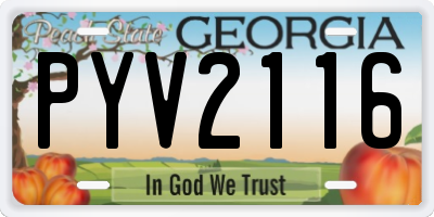 GA license plate PYV2116