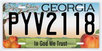 GA license plate PYV2118