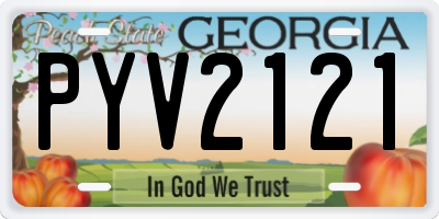 GA license plate PYV2121