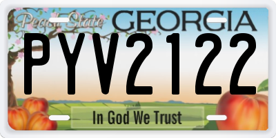 GA license plate PYV2122