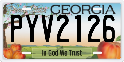 GA license plate PYV2126