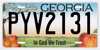 GA license plate PYV2131