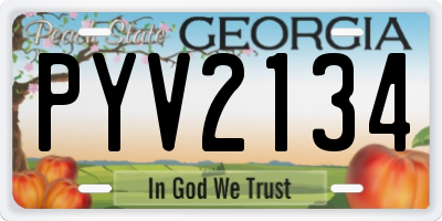 GA license plate PYV2134