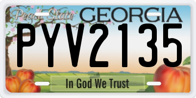 GA license plate PYV2135