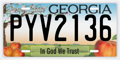 GA license plate PYV2136
