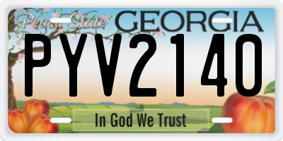 GA license plate PYV2140