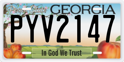 GA license plate PYV2147