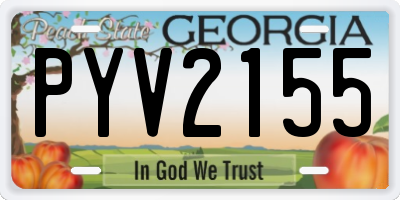 GA license plate PYV2155