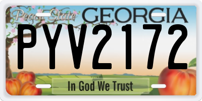 GA license plate PYV2172