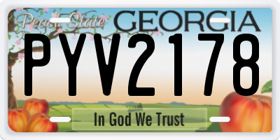 GA license plate PYV2178