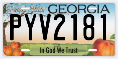 GA license plate PYV2181