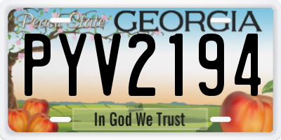 GA license plate PYV2194