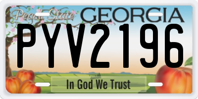 GA license plate PYV2196