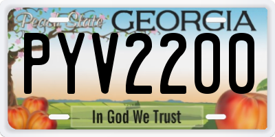 GA license plate PYV2200