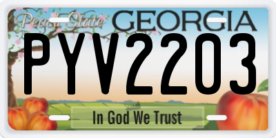 GA license plate PYV2203