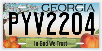 GA license plate PYV2204
