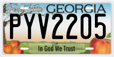 GA license plate PYV2205
