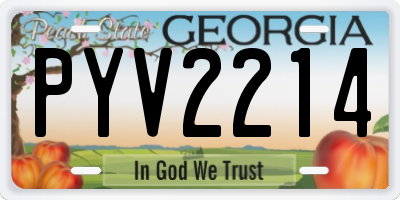 GA license plate PYV2214