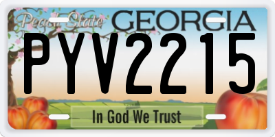 GA license plate PYV2215
