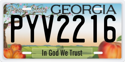 GA license plate PYV2216