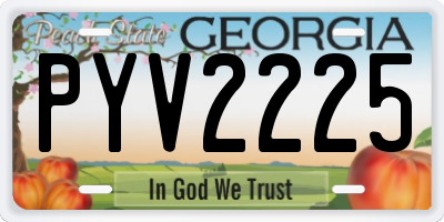 GA license plate PYV2225