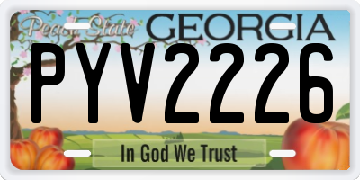 GA license plate PYV2226