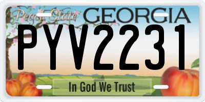 GA license plate PYV2231