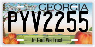 GA license plate PYV2255