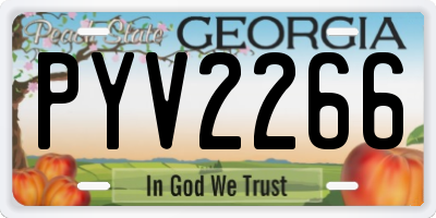 GA license plate PYV2266